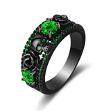 Western Punk Flower Skull Ring