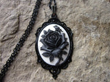 Victorian Black Rose Necklace