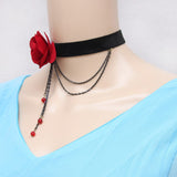 Rose Necklace Tassel Pendant Choker Necklace