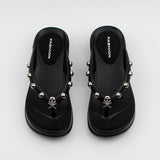 Fashion Gothic Skull Rivet Platform Wedge