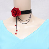 Rose Necklace Tassel Pendant Choker Necklace