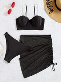 Push Up Bikinis Set With Skirt