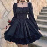 Goth Puff Sleeve Black Dress