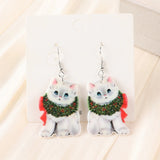 Acrylic Cats Christmas Drop Earrings