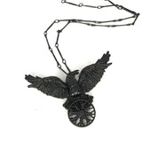 Vintage Goth Black Crow Pendant Neckalce