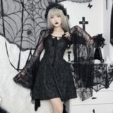 Goth Black Lace Flare Sleeve