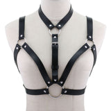 Black Faux Leather Body Harness Strap