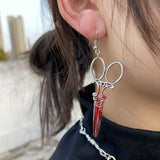 Gothic Bloody Scissors Axe Dangle Earrings