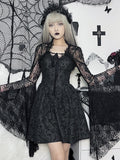 Goth Black Lace Flare Sleeve