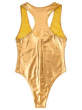 Metallic Shiny Scoop Neck One-piece Swimsuit