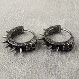 Vintage Black Skull Needle Hoop Earrings