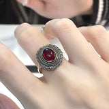 Gothic Red Rose Adjustable Hollow Ring