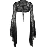 Goth Black Lace Flare Sleeve