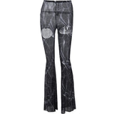 Gothic Hollow Out Black Flare Pants