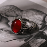 Gothic Red Rose Adjustable Hollow Ring