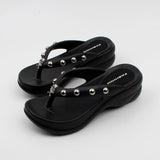 Fashion Gothic Skull Rivet Platform Wedge