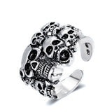 Gothic Silver Skull Open Ring