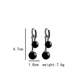 Retro Black Pearl Ball Drop Earrings