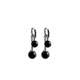 Retro Black Pearl Ball Drop Earrings