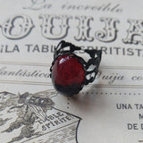 Gothic Red Rose Adjustable Hollow Ring