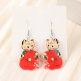 Acrylic Cats Christmas Drop Earrings