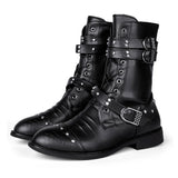 Black Gothic Belt Rivet Motorcycle Boots