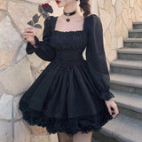 Goth Puff Sleeve Black Dress