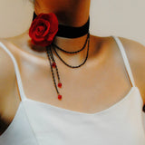 Rose Necklace Tassel Pendant Choker Necklace