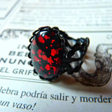 Gothic Red Rose Adjustable Hollow Ring