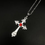 Gothic Large Detailed Cross Pendant Necklace