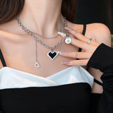 Vintage Heart Charm Layered Necklace