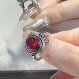 Gothic Red Rose Adjustable Hollow Ring