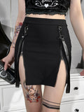 Gothic Zip Split Sexy Women Mini Skirt