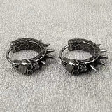 Vintage Black Skull Needle Hoop Earrings