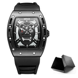 Men Luminous Black Army Skull Watch