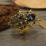 Punk Black Crystal Spider Rings