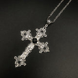 Gothic Large Detailed Cross Pendant Necklace