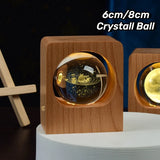 Wooden Case Luminous Crystal Ball Night Light