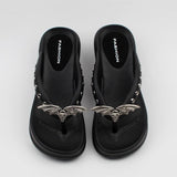 Fashion Gothic Skull Rivet Platform Wedge