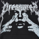 Gothic Mens Washed Horror Face Graphic Hoodie