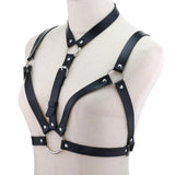 Black Faux Leather Body Harness Strap