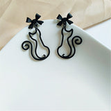 Black Cute Cat Drop Earrings