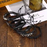 Gothic Adjustable Leather Bracelet Set