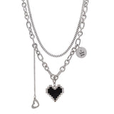 Vintage Heart Charm Layered Necklace