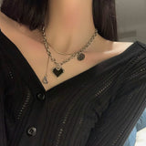 Vintage Heart Charm Layered Necklace