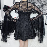 Goth Black Lace Flare Sleeve