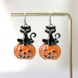 Black Cute Cat Drop Earrings