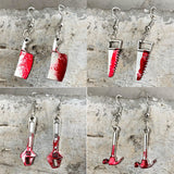 Gothic Bloody Scissors Axe Dangle Earrings