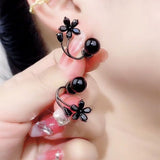 Retro Black Pearl Ball Drop Earrings