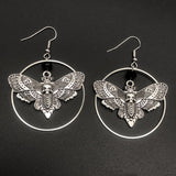 Gothic Death Skull Moth Earrings